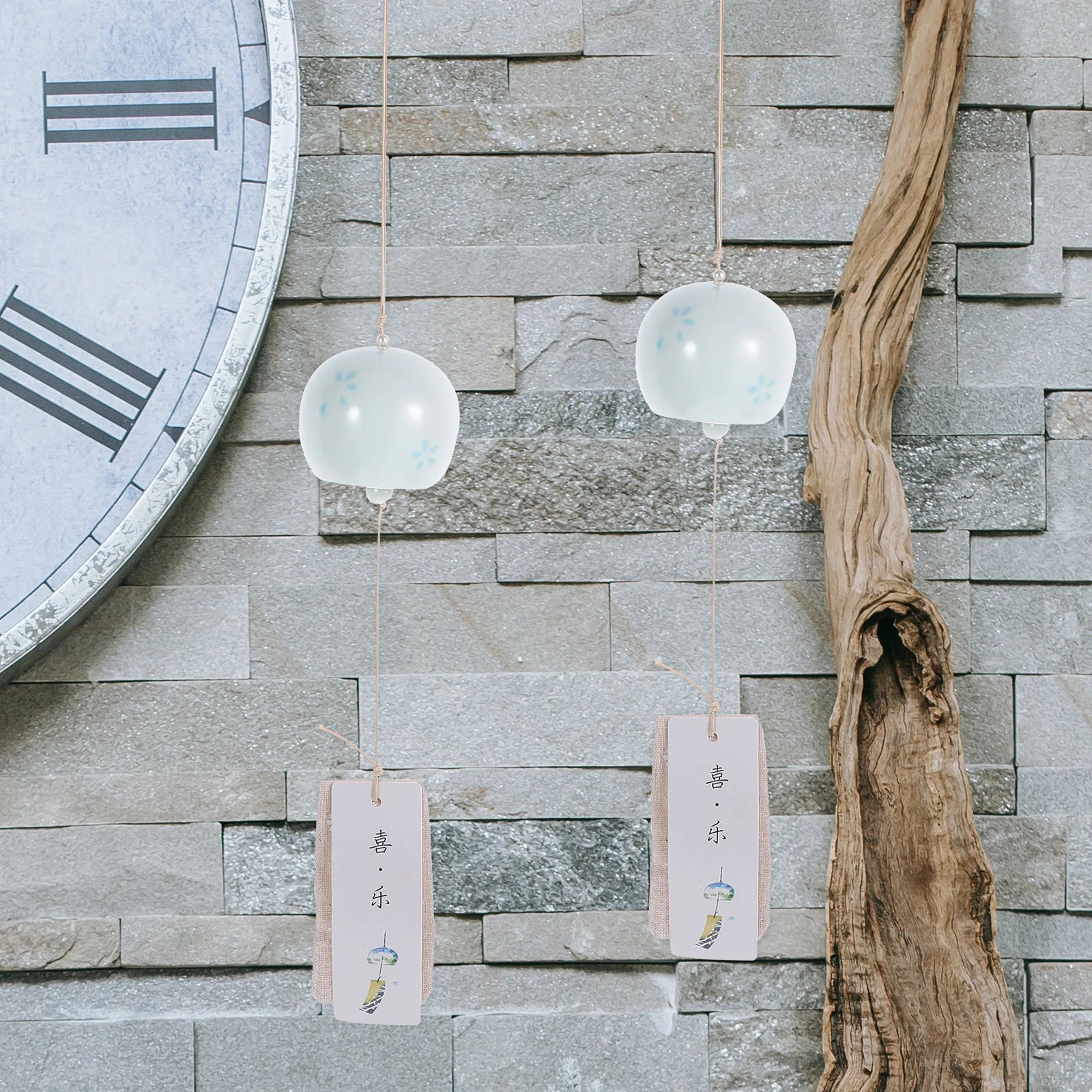 

Ceramic Wind Chime Blue Balcony Indoor Bell Cherry Blossom Ornaments Home Office Decor Elegant Gifts Blessing Wishes