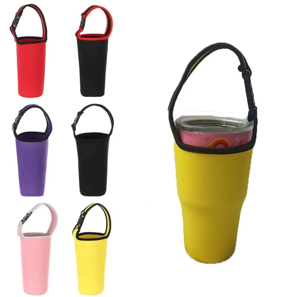 Eco-Friendly Neoprene Anti-Hot Cup Sleeve Insulated With Carrying Handle Water Bottle Holder Protective Tumbler Carrier Outdoors