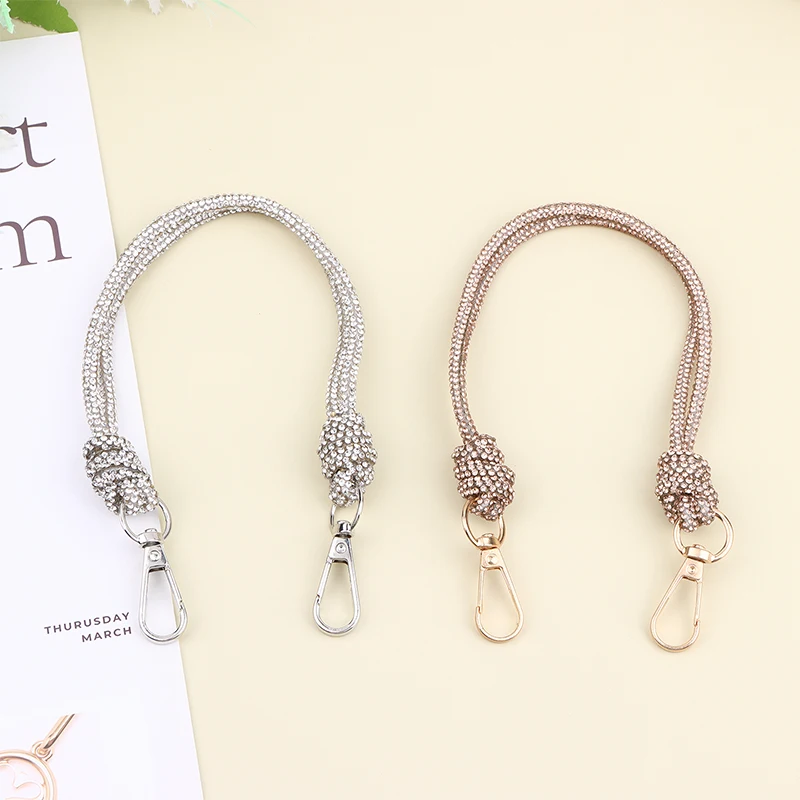 Stylish Handbag Chain Strap Embellished With Rhinestones Loop Knot Closure Suitable For Evening Casual DIY Wallet Making Women