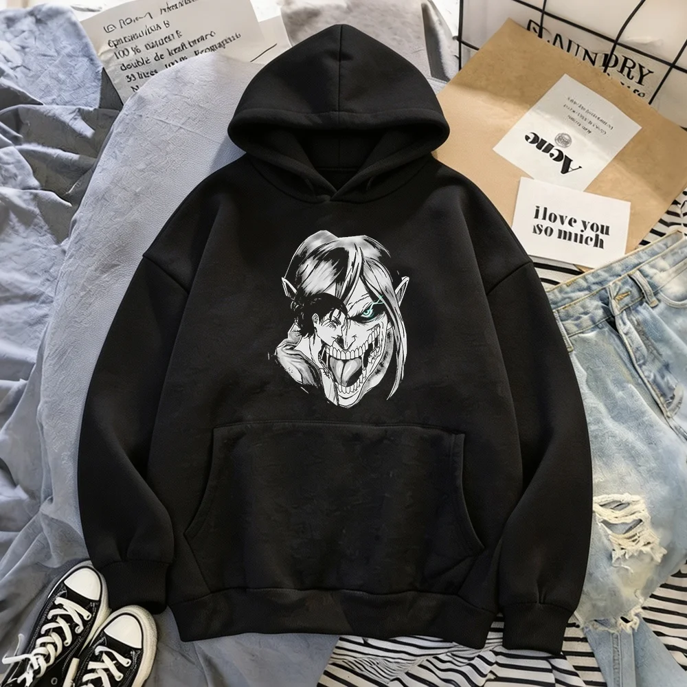Attack on Titanic women hoodies anime sweatshirt graphic 2026 tops winter warm Casual Women Loose
