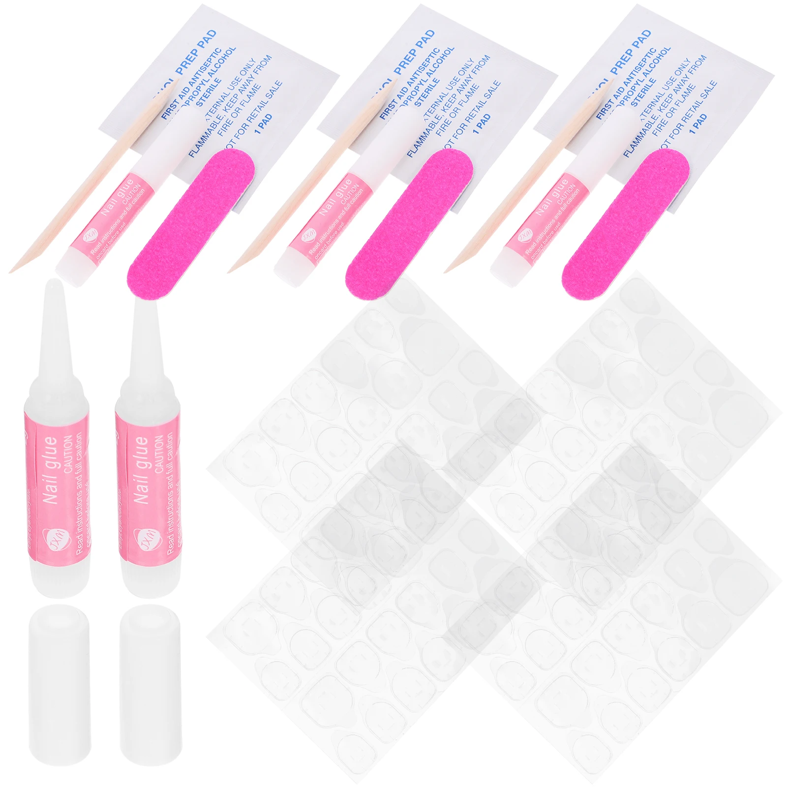 

10Sets Nail Art Supplies Fake Nail Wearing Tools Manicure Files Adhesive Stickers Wood Rods Home Salon Use Sticker for Nails