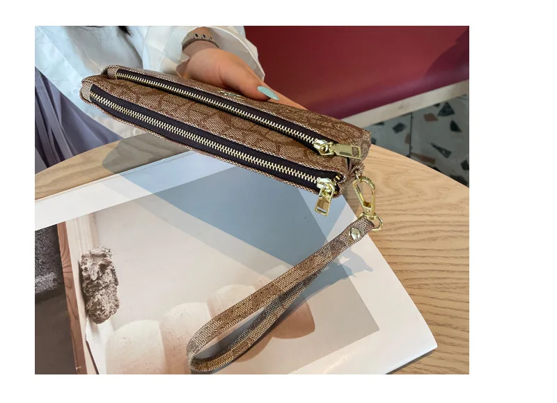 Neue Reißverschluss-Langbörse für Damen & Herren, Geldbörse mit mehreren Kartenfächern, Handgelenk-Clutch, Kartenhalter, Münzfach, Geldfach. – Detail 6