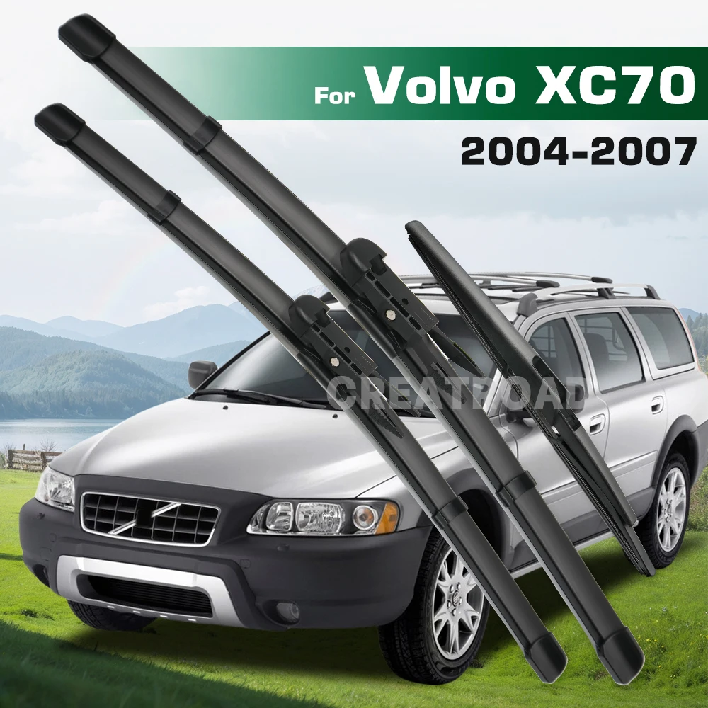 For Volvo XC70 2004-2007 2005 2006 Wiper Front & Rear Wiper Blades Windshield Windscreen Window Brushes 24"+22"+15"