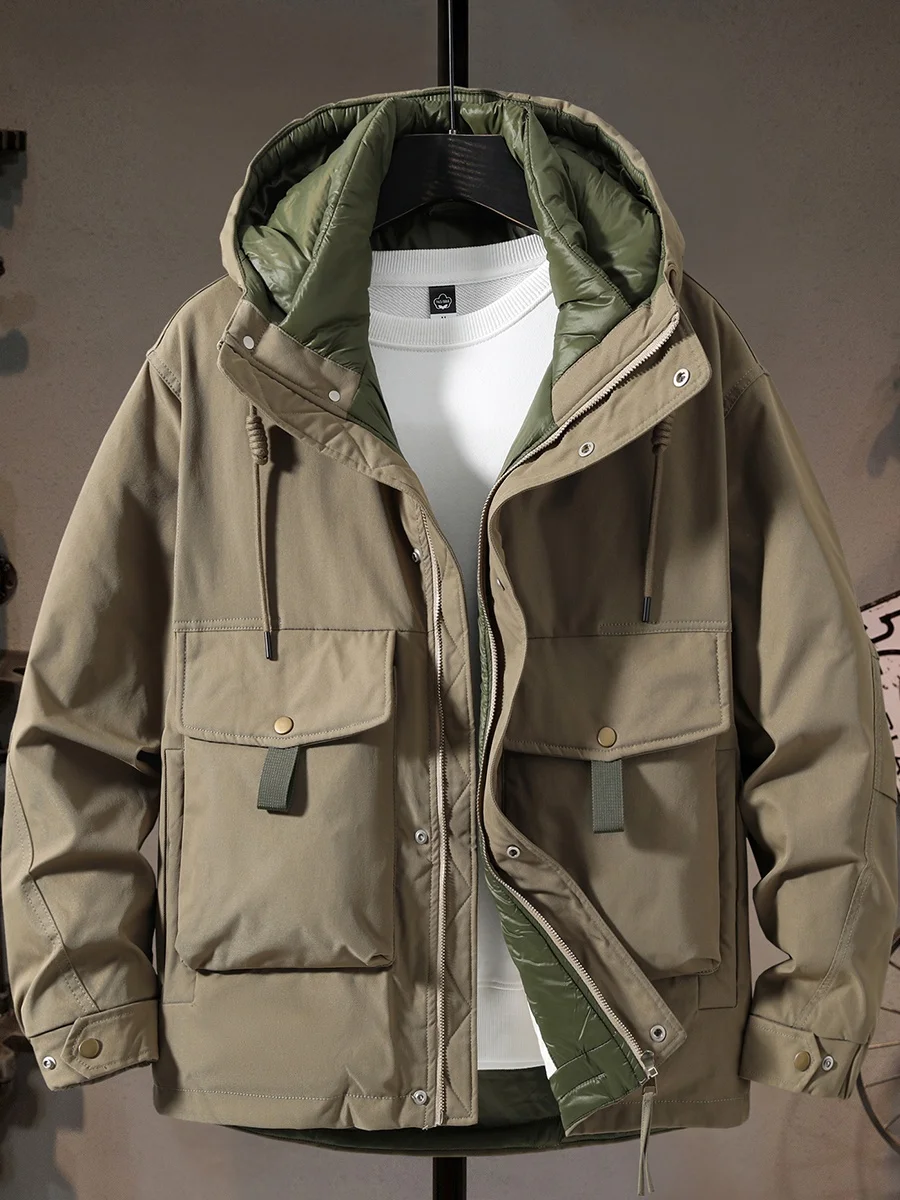 

Классическая американская рабочая одежда: мужская утепленная куртка свободного кроя с белым пухом, теплая, ветрозащитная, для активного отдыха зимой