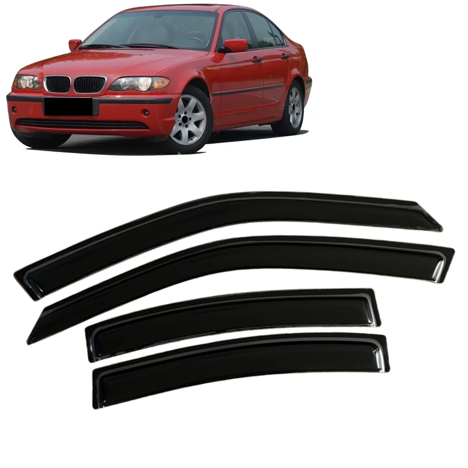 

Window Visor for BMW 3 Series E46 Sedan 1999 2000 2001 2002 2003 2004 2005 Weathershied Door Side Window Wind Sun Rain Guards