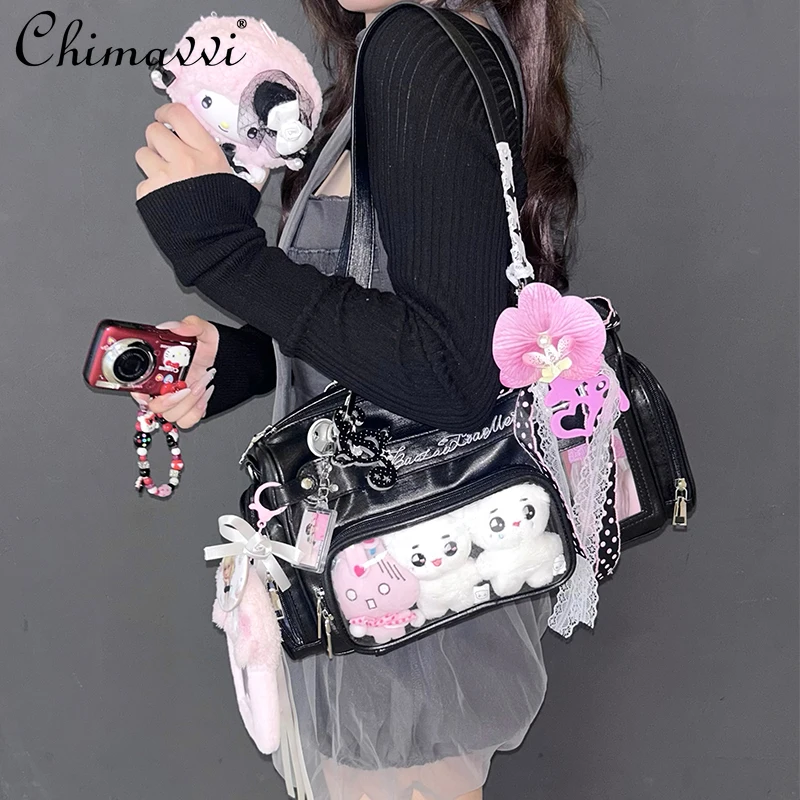 

Original Pain Bag Japanese Sweet Girl Casual Handheld Shoulder Transparent Bag Student Kawaii Versatile Y2k Cosmetic Bag