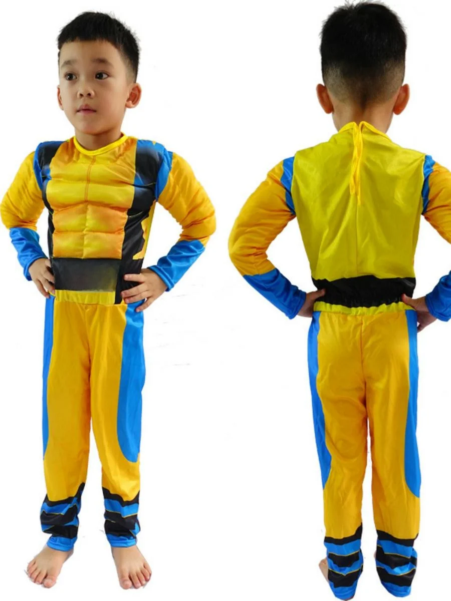 بدلة أداء جديدة للأطفال من ولفيرين مجموعة أزياء الهالوين بذلة ملابس العضلات للفتيات والنساء لربيع 2023 ليكرا