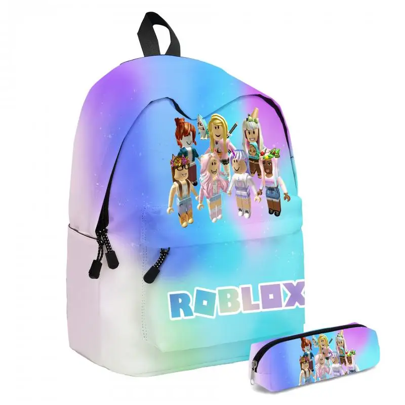 Roblox Anime Competitive Gaming Virtual World Children's Backpack Pencil Case Two-Piece Set Creative Ins Cartoon Christmas Gift