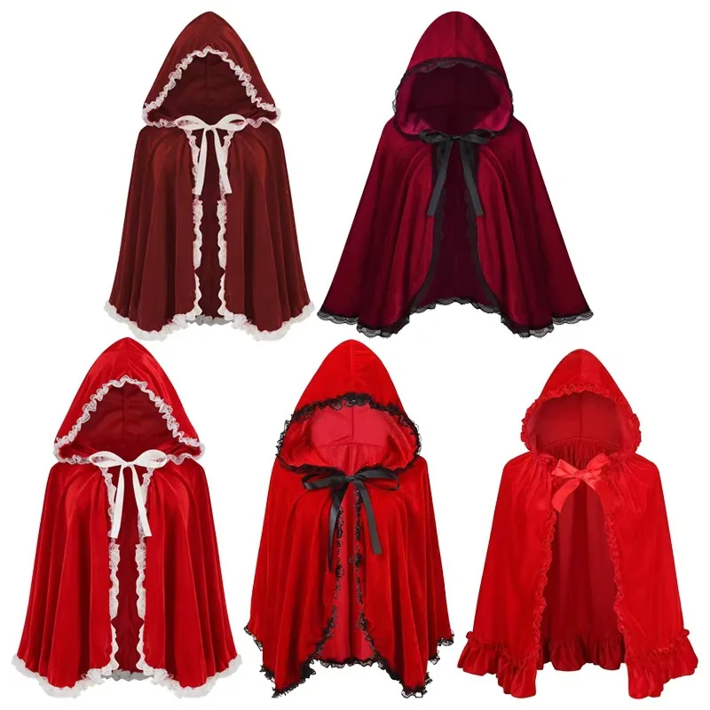 

Gothic Witch Vampire Cosplay Costume Hooded Cloak Capes Medieval Adult Women Men Retro Roleplay Fantasia Party Halloween Outfits