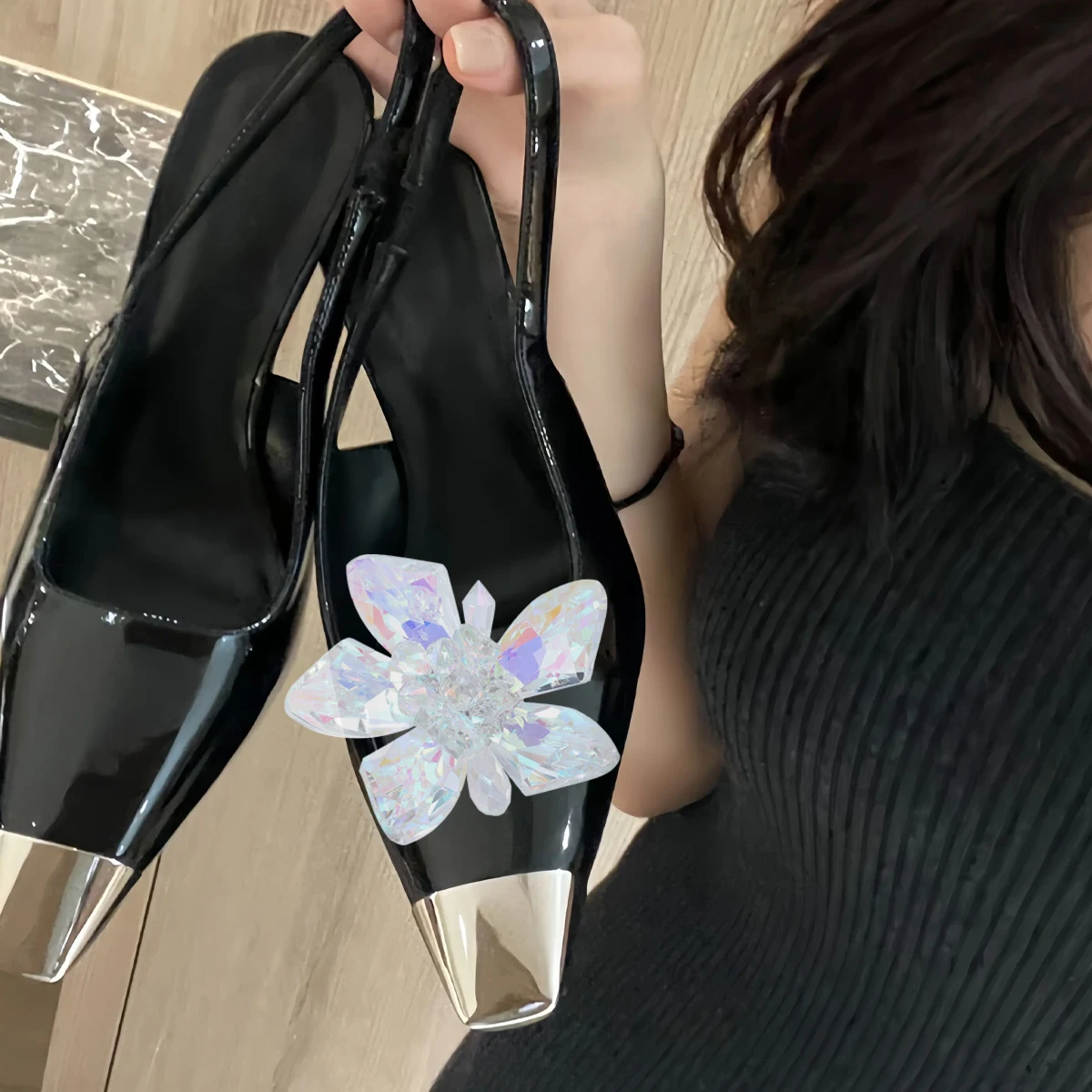 1Pcs Crystal Glass Flower Shoe Decorations DIY Accessories for Women Sandals Boots Flats High Heels Clothing Accessories