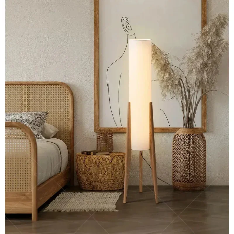 Wood E27 Led Floor Lamps for Living Room Bedroom Bedside Lamp Ambient Light Sofa Side Remote Control Dim Reading Lights