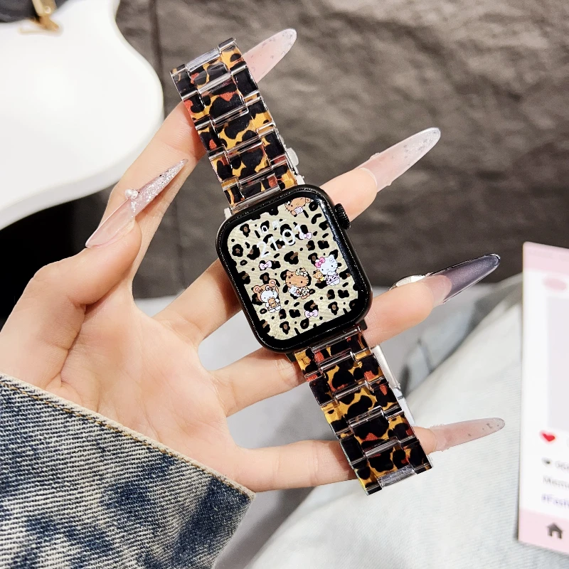 Brown Leopard Print Band For Apple Watch S12 11 10 9 8 7 6 SE 5 4 Bracelet Strap For iWatch Ultra 49mm 38 41 45 42 46 40 44mm