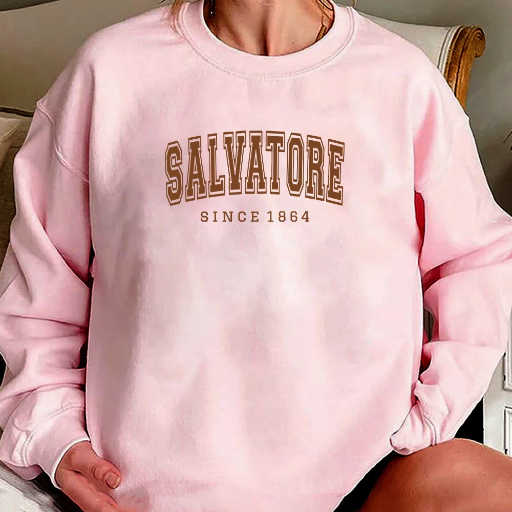 Salvatore Since1864-Sweat-Shirt à Capuche Vintage à Col Ras du Cou, Vêtement à Motif de Mystic Falls, Vampire Diaries, Pull TVD Damon Stefan, GérTop