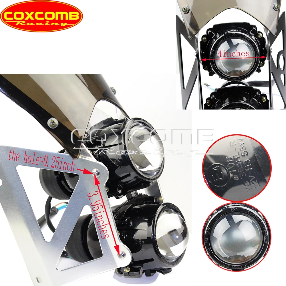 Twin Headlight Smoke Windshield For Honda Scrambler Street Bikes Dual Sport Naked Motorcycle Dirt Bike Projector Light Headlamp