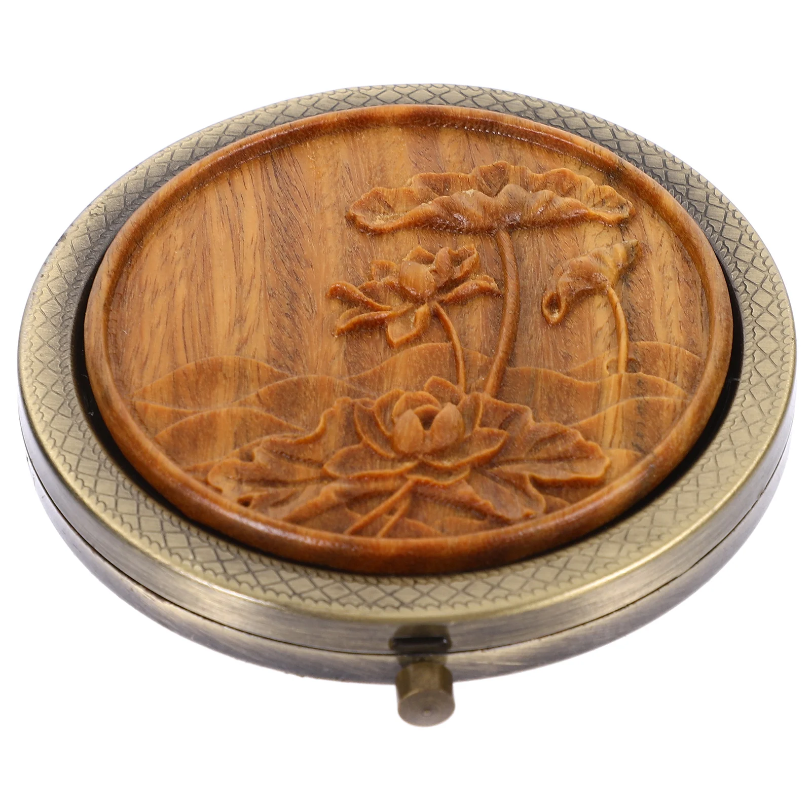 

Lotus Double-sided Mirror Portable Mini Travel Round Vintage Compact Makeup Mirrors Stylish Lightweight Clamshell Pocket