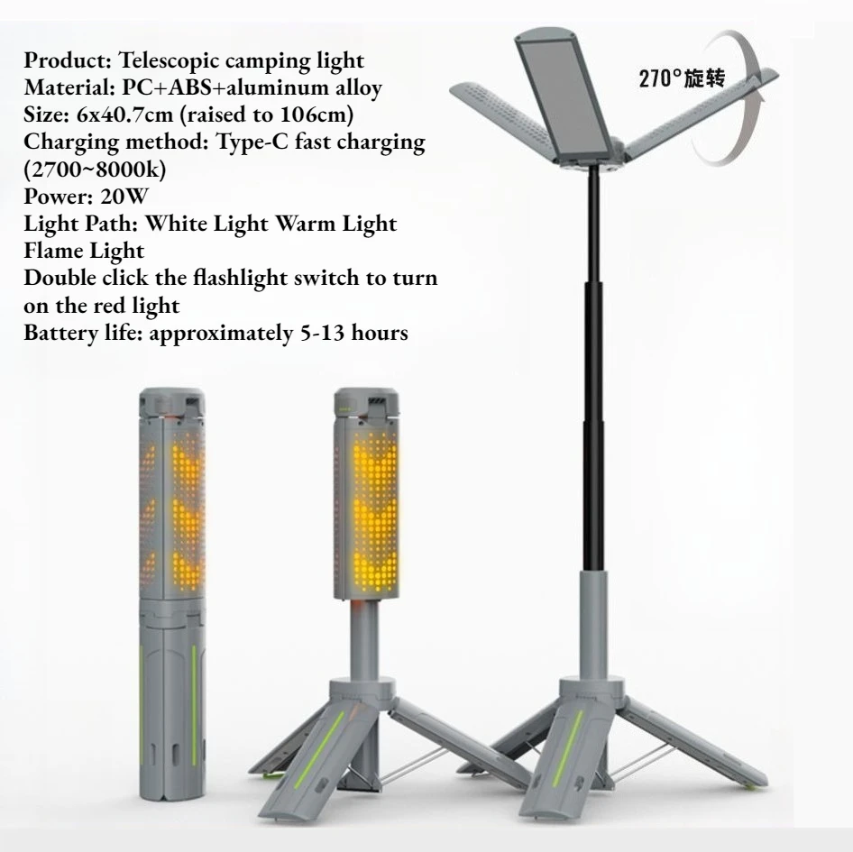 Expandable Tripod Telescopic Magnetic Rechargeable Camping Multi Lamp Waterproof Light For Hiking Equipment Maintenance
