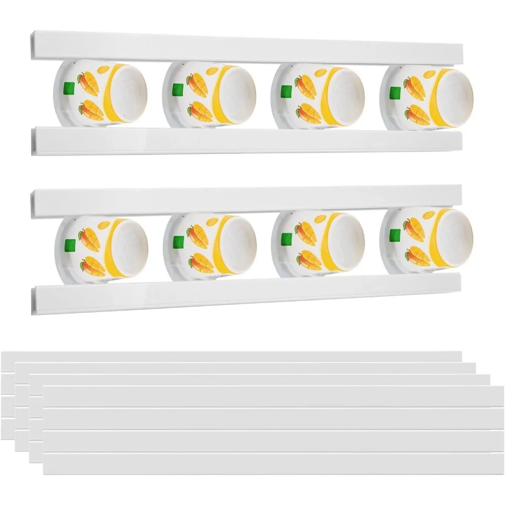 

Регулируемый органайзер для йогурта для холодильника с самоклеящимися лентами - компактный держатель для хранения холодильника подходит для грецких вещей 3,75 дюйма