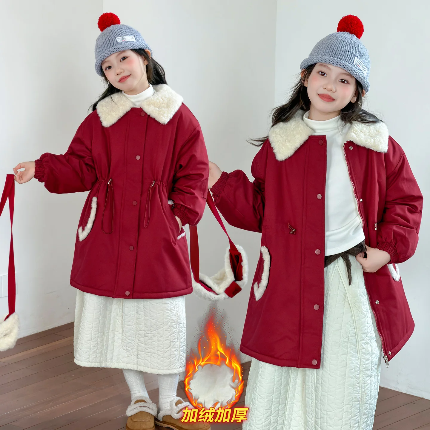

Lamb wool Cotton Jacket Girl's Korea Loose 2025 New Winter Plus velvet Snow Parkas Warm Hooded Coat Casual Female Long Overcoat