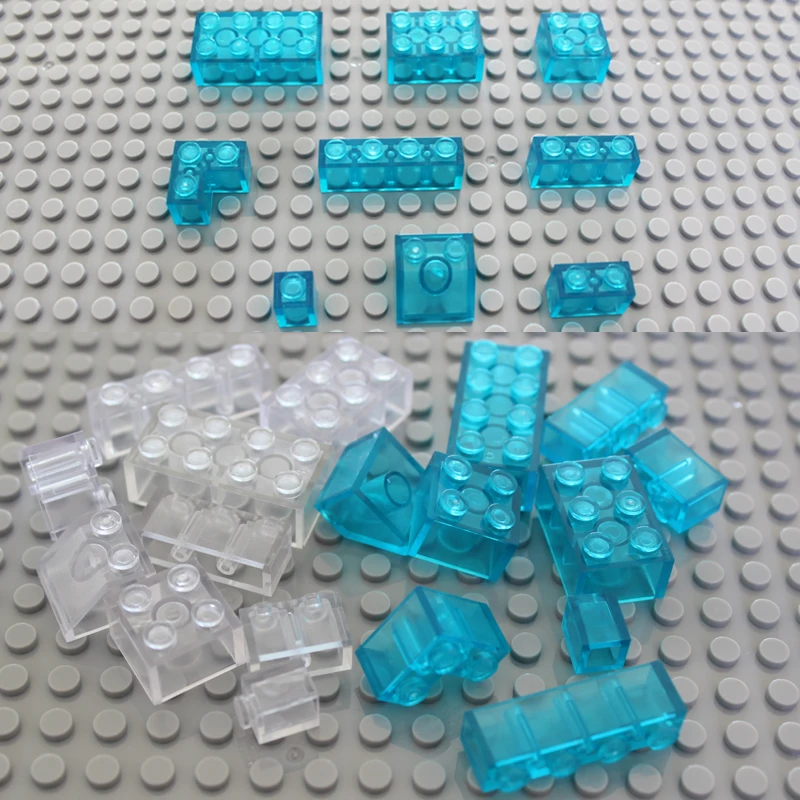 DIY Classic Building Blocks Parts Transparent Blue Clear Figures Bricks Educational Creative Toys for Children 1x1 1x2 2x2 2x4