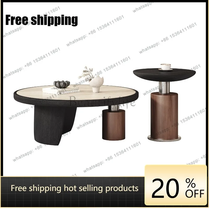 YJ modern simple round coffee table size round combination living room household small apartment light luxury coffee table