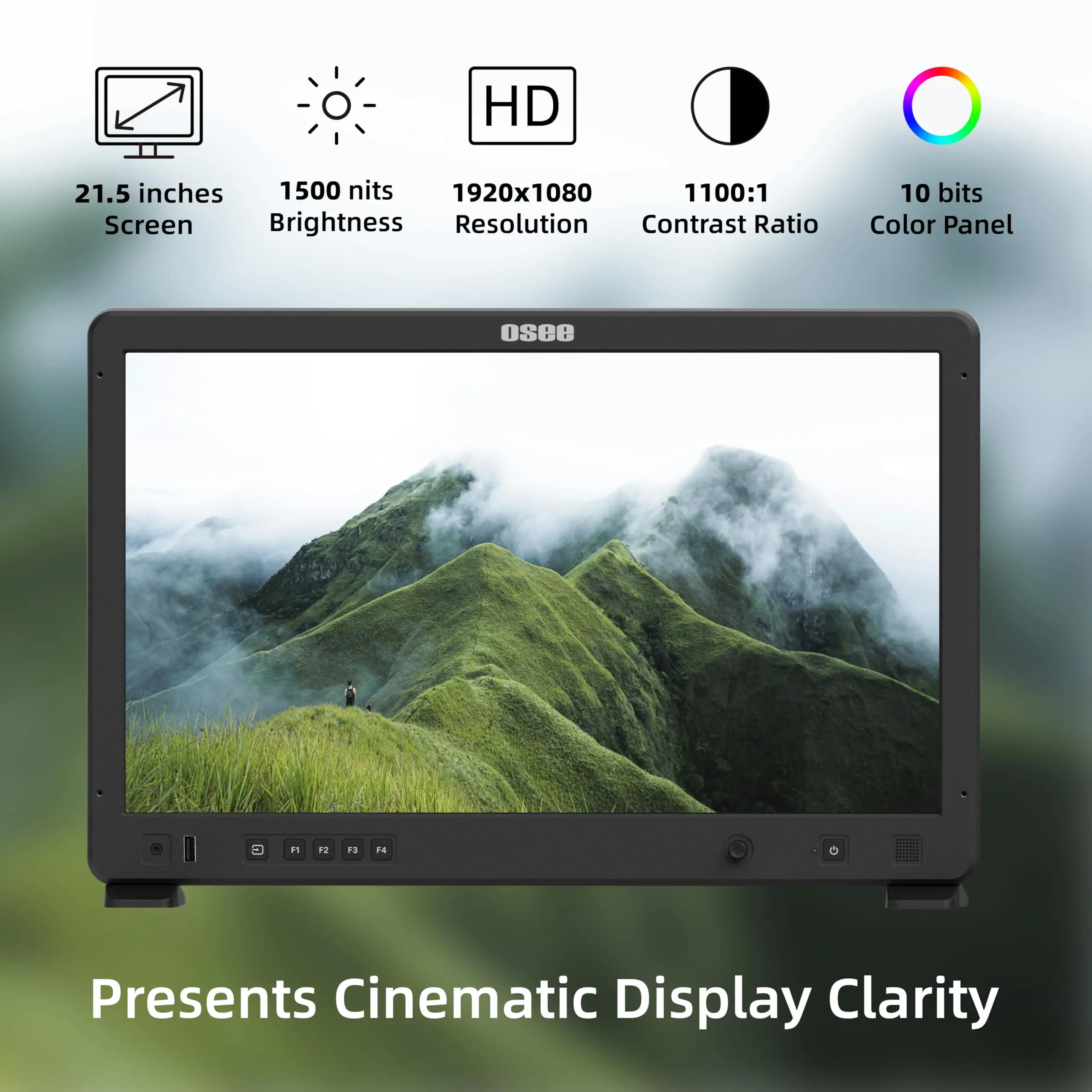 شاشة OSEE Mega 22S مقاس 21.5 بوصة 3G-SDI HDR 1500nit عالية السطوع لمخرج الأفلام شاشة التلفزيون ومراقبة التصوير في الاستوديو