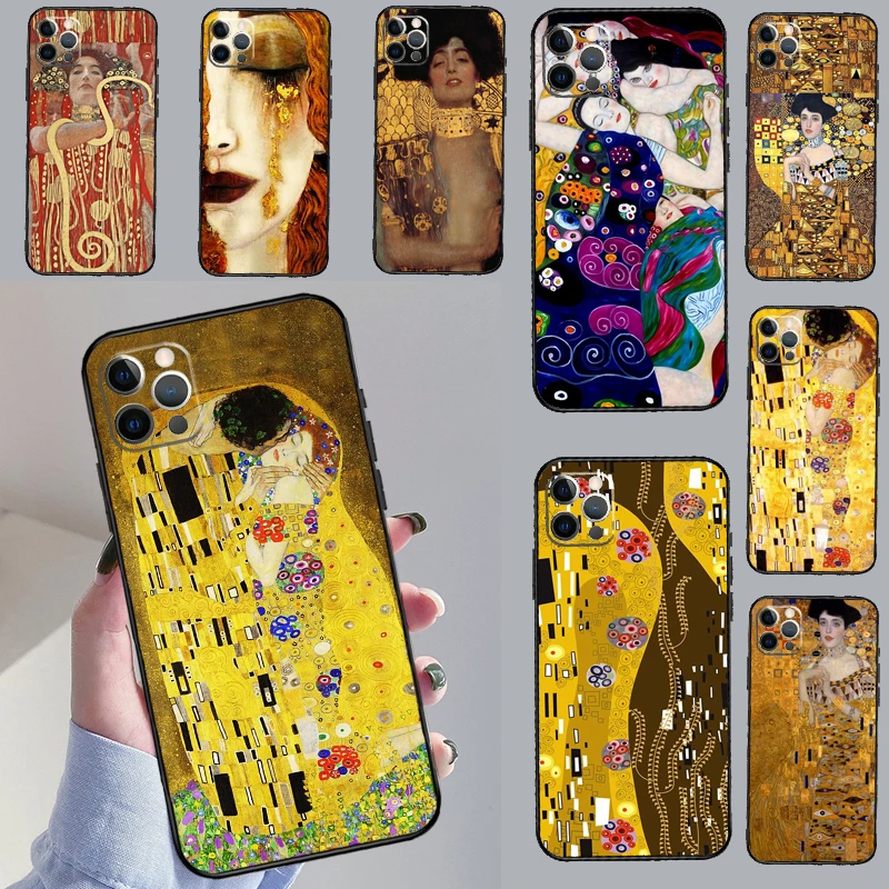 Kiss by Gustav Klimt Case For iPhone 12 11 13 14 15 Pro Max Mini XR X XS MAX 5S 7 8 Plus SE 2022 SE 2020 Cover