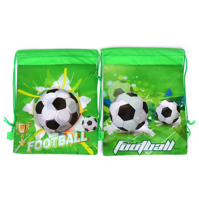 Football non-woven drawstring bag backpack kids travel school decor gift bags