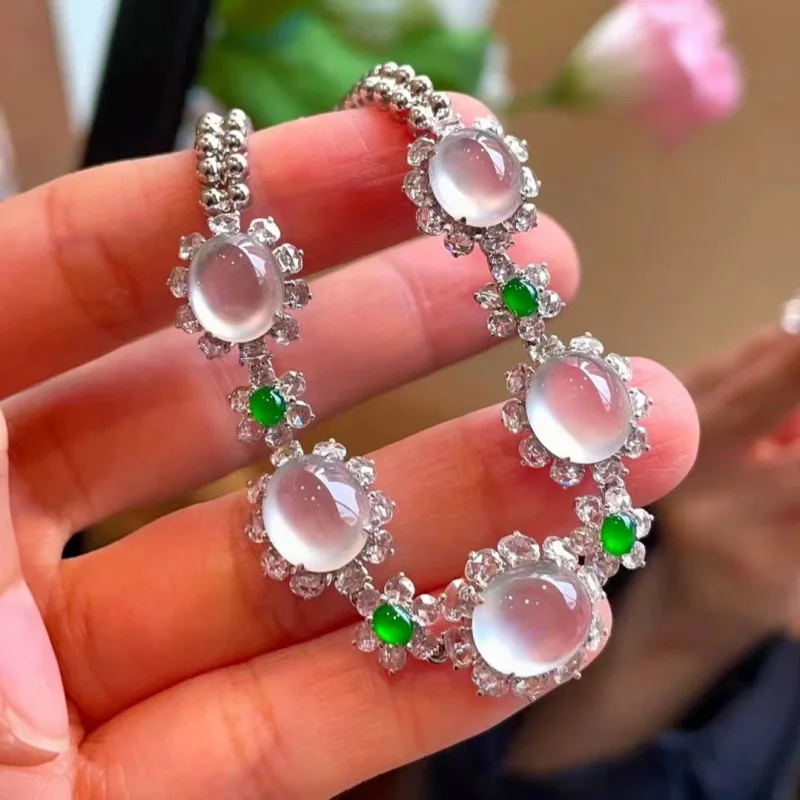 Natural high-quality ice , genuine Burmese A-grade glass jadeite, translucent bracelet for women, birthday gift