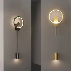 Lámpara Led de pared para interiores, candelabro dorado moderno para decoración de mesita de noche, sala de estar y escalera