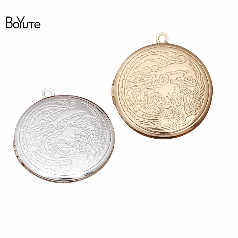 BoYuTe (10 Pieces/Lot) Round 32*6MM Metal Brass Phoenix Floating Locket Diy Memory Photo Locket Pendant