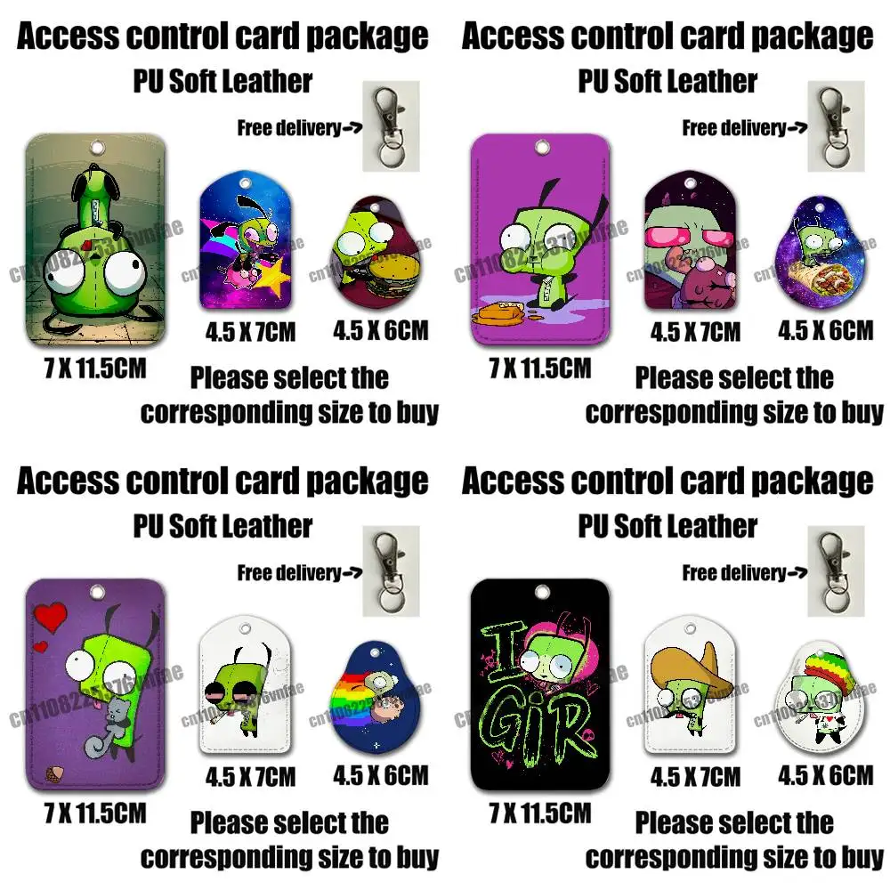 For AirTag Case Card Holder Cover ID Clips Credit Bank Access Bus Electric Keychain For Carton I-Invader Zim For Air Tag Case