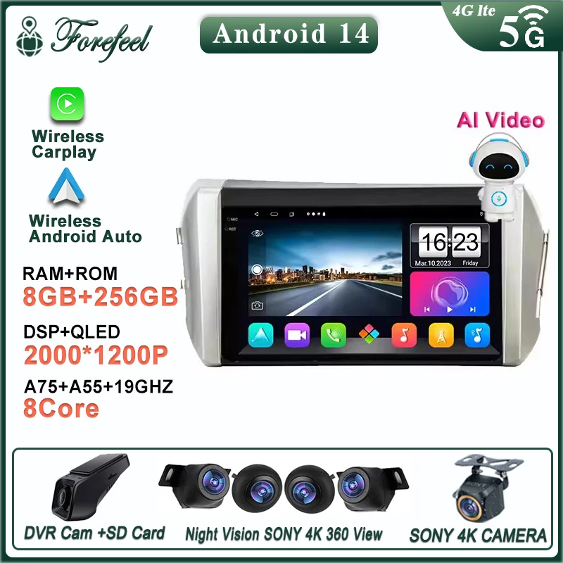

Car Android 13 For Toyota Innova 2 2015 - 2022 Stereo CarPlay Head Unit GPS Navigation Multimedia System 5G WIFI No 2din DVD BT