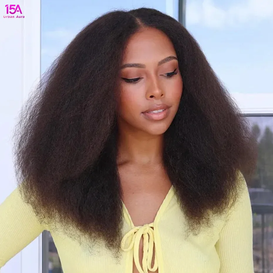 

Накладные парики-бобы Kinky Straight 13x4 с невидимой кружевной основой, 100% натуральные человеческие волосы, с детским эффектом, необработанные вьетнамские, плотность 250-300%, двойной вытяжки