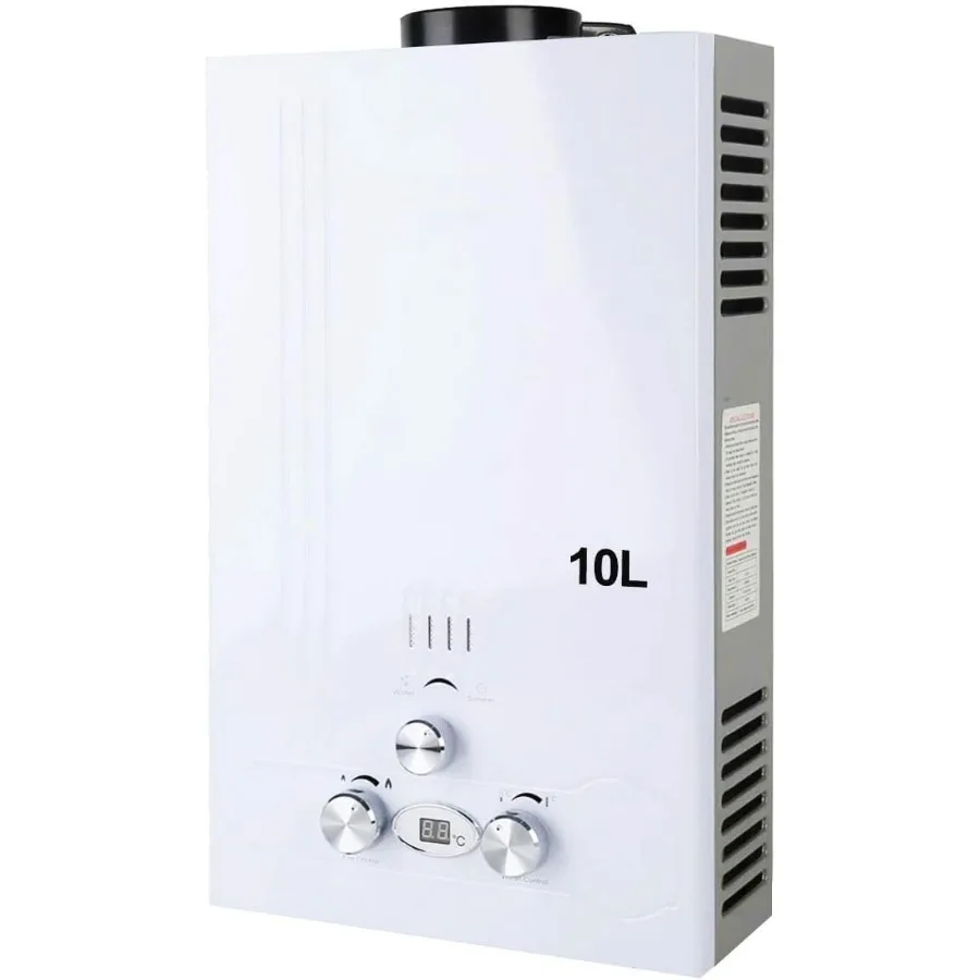 10L غاز البروبان Tankless سخان مياه غاز البترول المسال في الهواء الطلق 20KW 2.6 GPM شاشة ديجيتال للتدفئة المنزلية والاستخدام في الهواء الطلق مع كفاءة عالية
