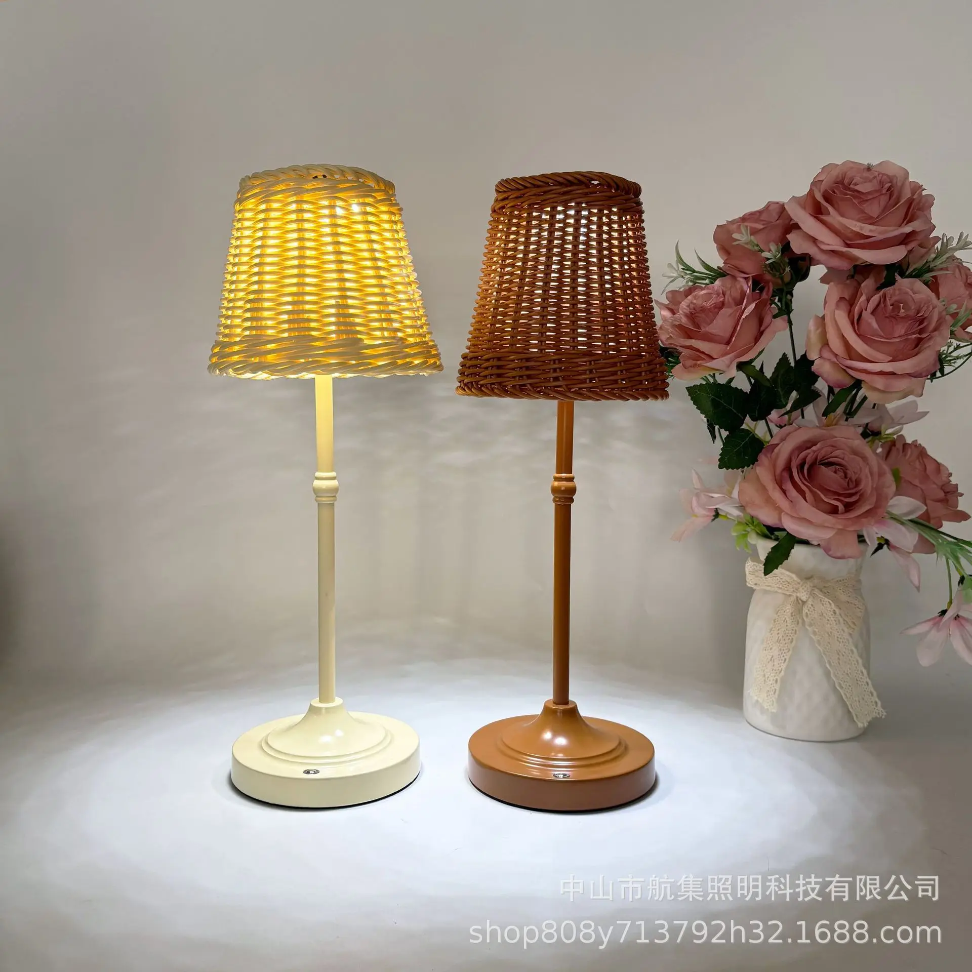 

Retro LED charging rattan lamp girl style home light luxury decoration ornament night light bedroom bedside warm ins