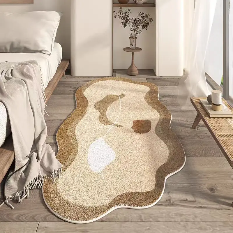 Machine Washable Carpet Area Rug for Bedroom Medium Pile Area Rugs Anti-Slip  Backing Thick Polyester Faux Wool Floor Carpet