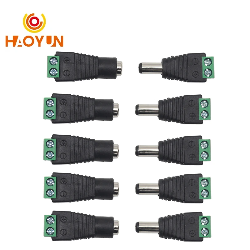 Female and Male DC Connectors 5.5x2.1mm Power Plug Adapter Jacks Sockets Connector For Single Color LED Strip CCTV Camera