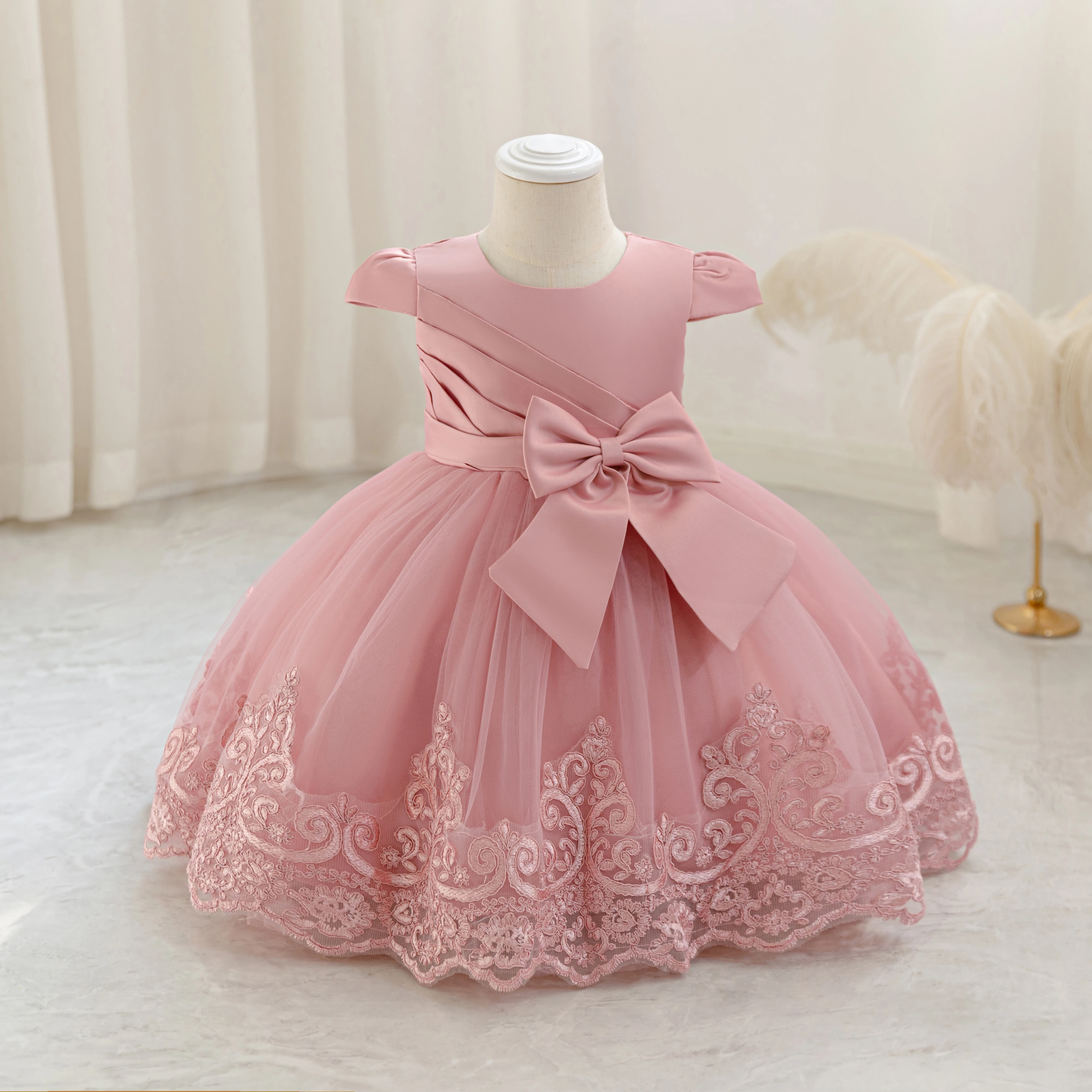 New Pengpeng Birthday Dress Skirt Children Princess Dress Lace Princess Performance Dress Skirt Embroidery Dress Three-Dimension