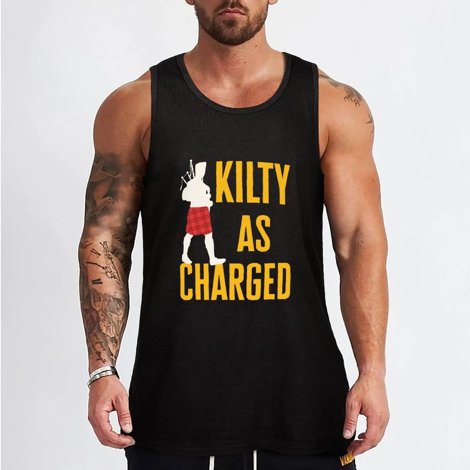 Kilty As Charged Funny Scottish Kilt Kilts Tank Top Working vest gym t-shirts man