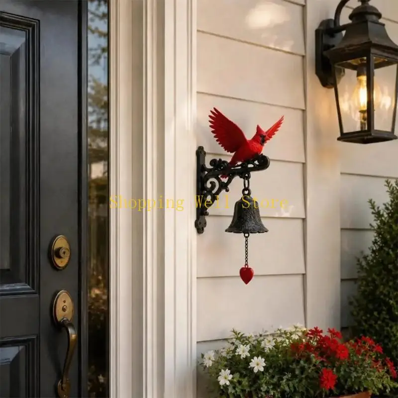 KX4B Bird Garden Wind Chimes with Wall-Mounted Frame, Layered Drop Detail, PET Porch Display Piece, Home Outdoor Decorative