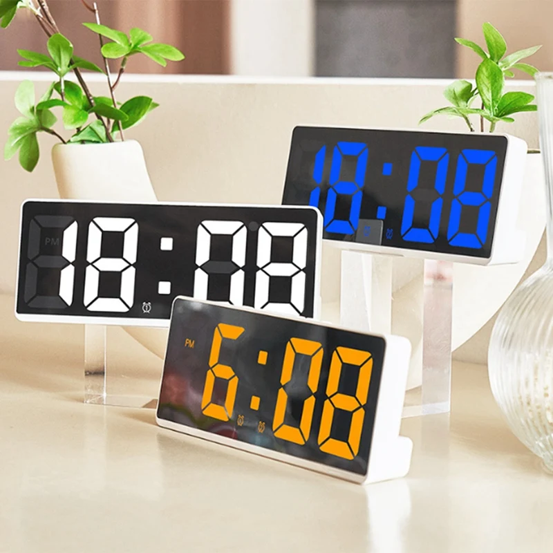 Jam Alarm Digital LED, Jam Alarm Digital sederhana, layar besar, jam kamar tidur, Jam samping tempat tidur