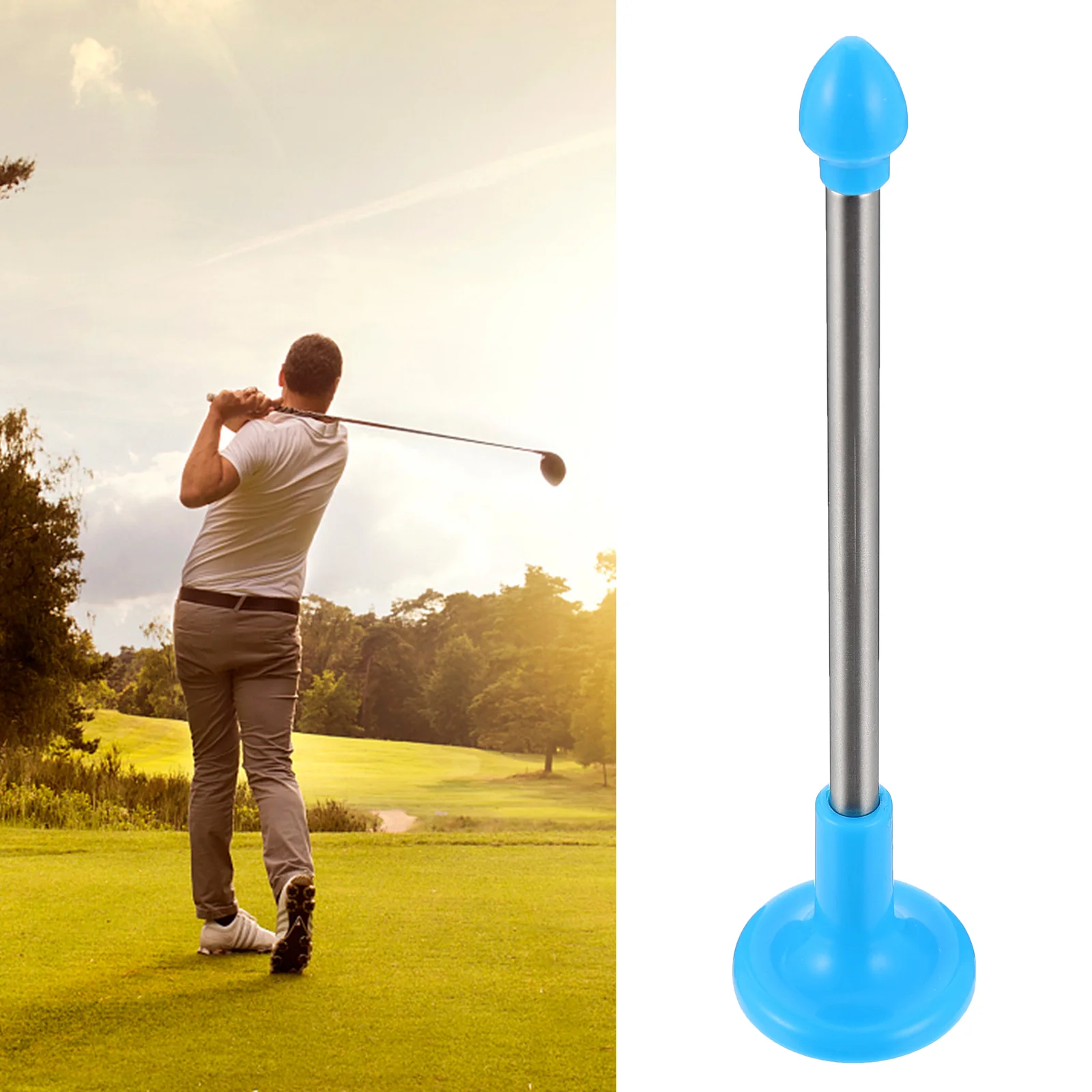 Golf Indicator Magnetic Alignment Rod 2 Section Expandable ABS Base Stainless Steel Portable Swing Aid Direction Trainer