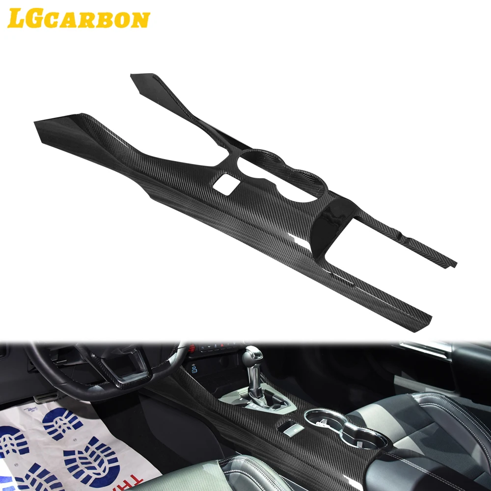 LGcarbon For Ford Mustang S650 GT Dark Horse 2024+ Real Carbon Fiber Center Console Gear Shift Box Panel Water Cup Holder Trim