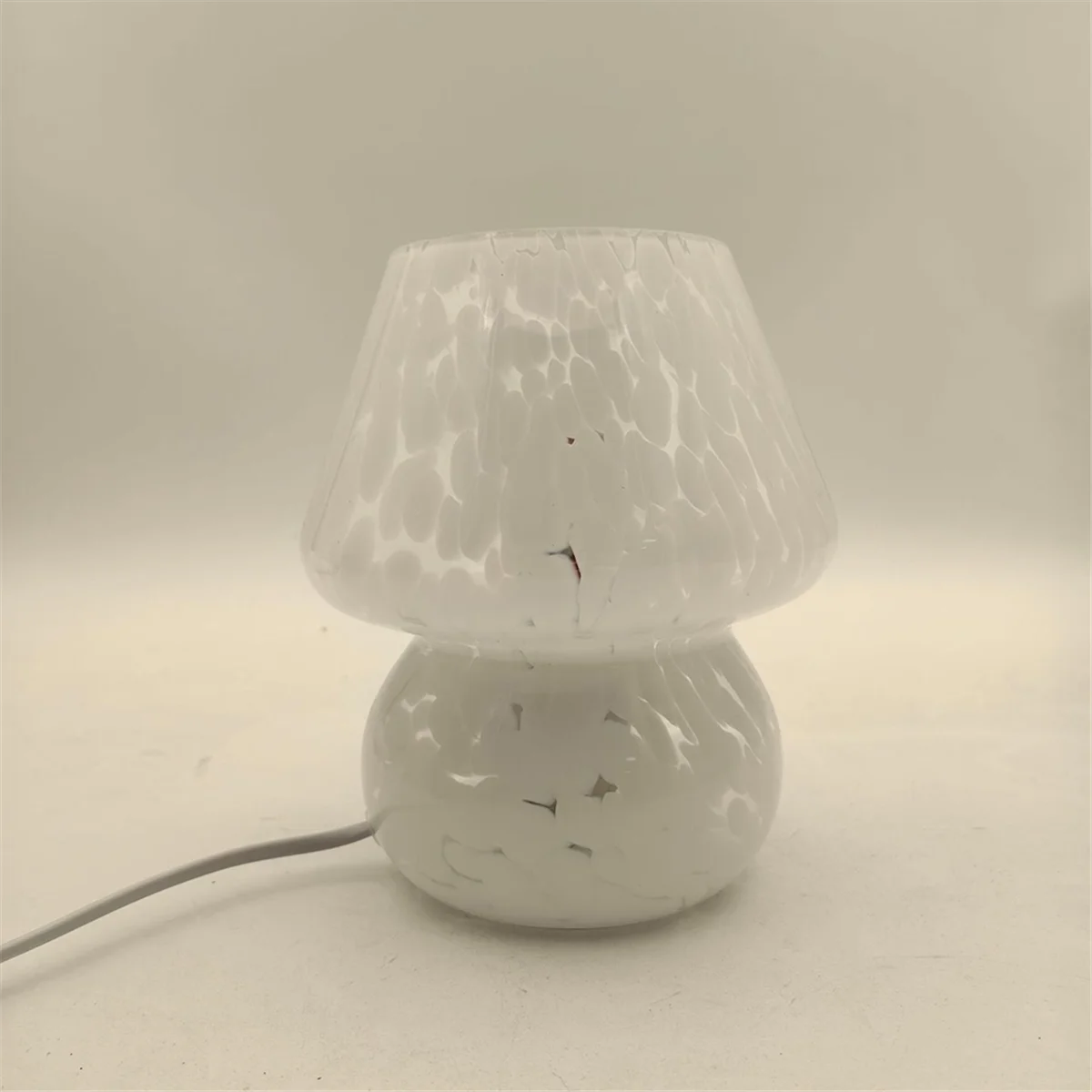 Mushroom Table Lamp Small Bedside Table Glass Lamp Translucent Glass Desk Lamp for Living Room US Plug Colorful Amber