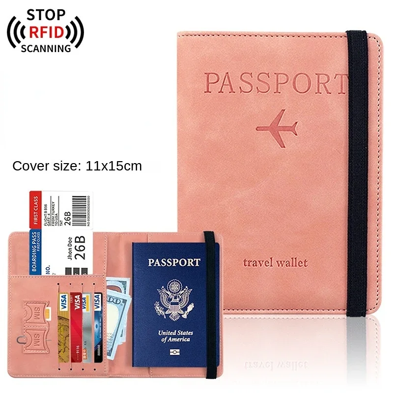 

PU RFID Passport Cover Credit ID Card Wallet Waterproof Document Business Bandage Passport Holder Travel Multifunction Protector