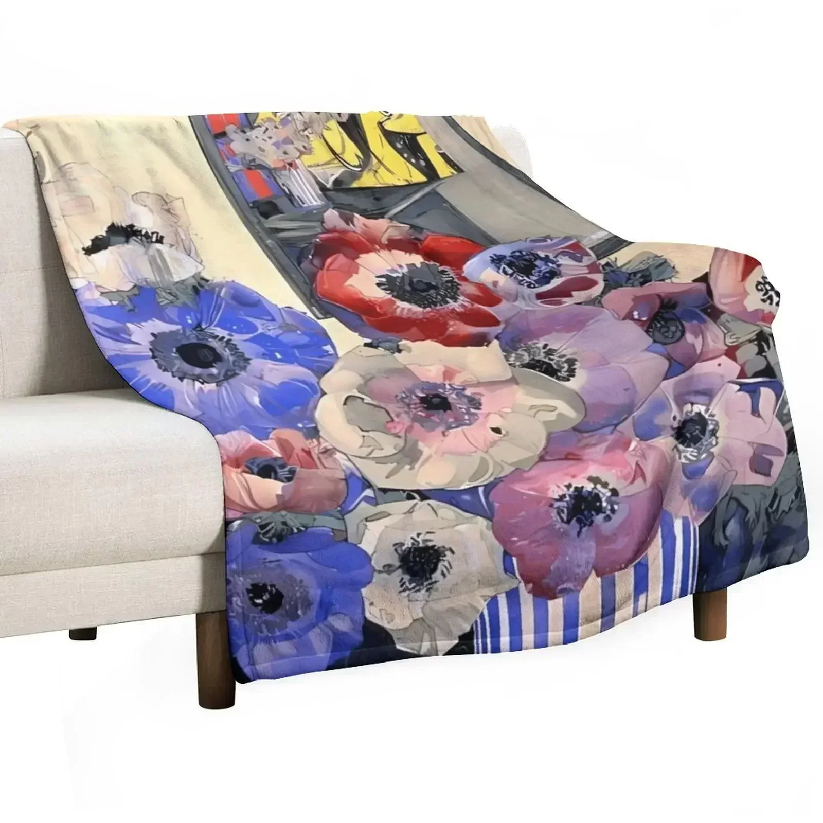 

Charles Rennie Mackintosh Still Life Of Anemones Throw Blanket Custom Plaid on the sofa Large Blankets