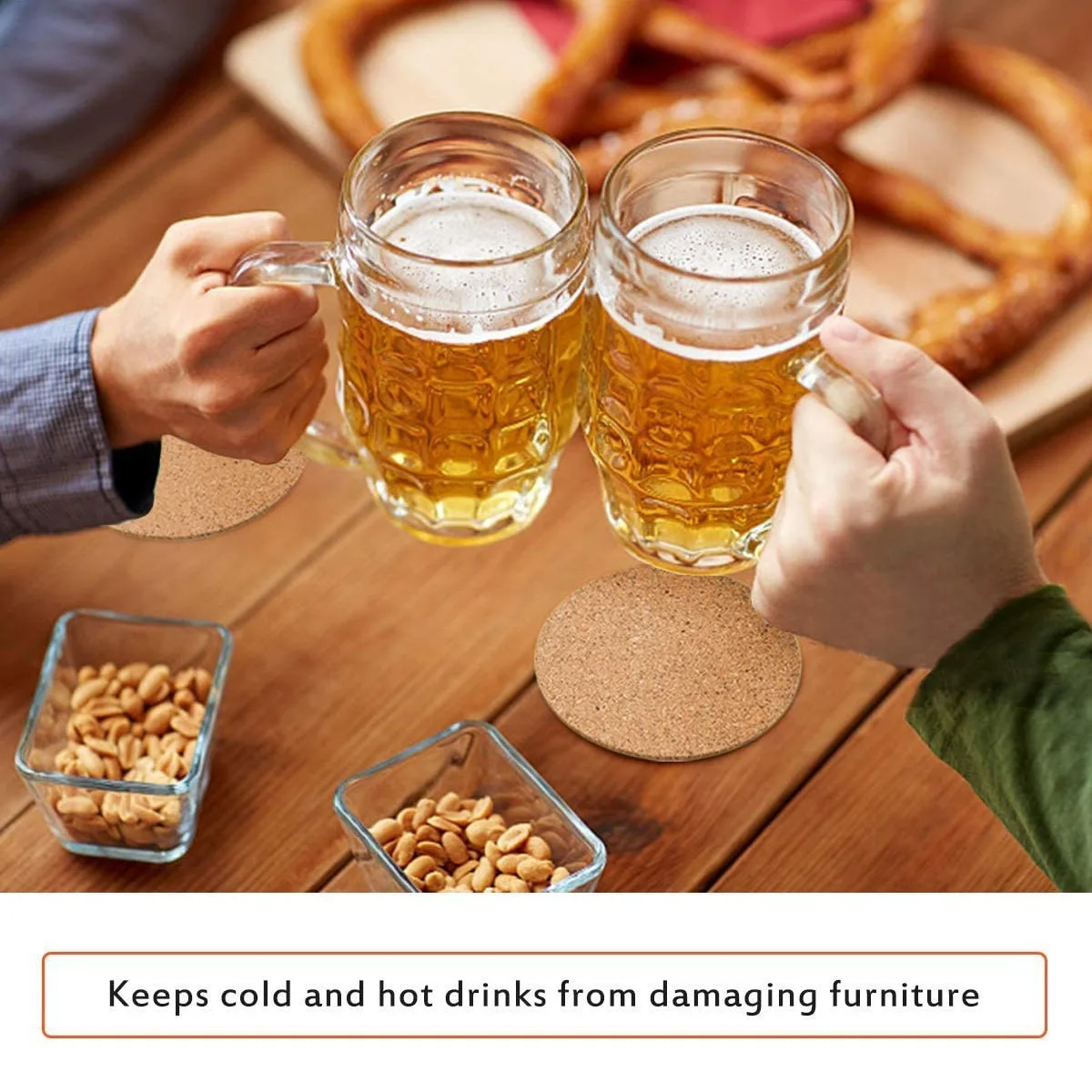 24 pezzi di sottobicchieri in sughero per bar e cucine domestiche-riutilizzabili che assorbono l'acqua e rispettose dell'ambiente fai da te