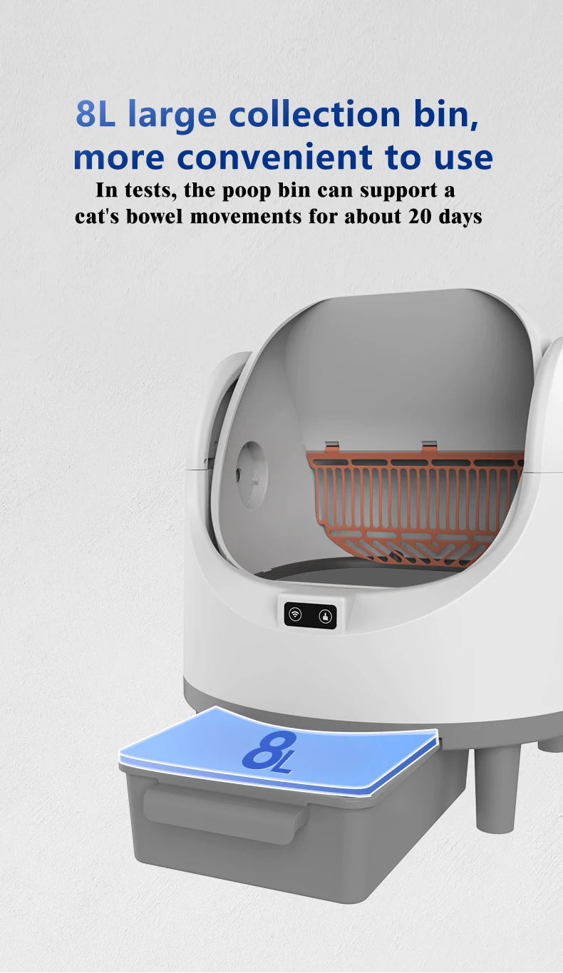 Self-Cleaning Cat  Box 8L Large Capacity Automatic Cats Toilet WIFI App Control Smart Auto Cleaning Cat  Box