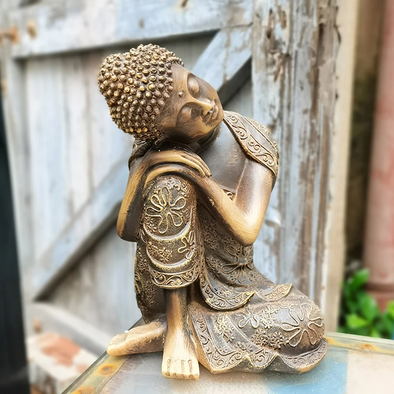 Elegant Resin Zen Sleeping Buddha  Tranquil Zen Sleeping Buddha Statue  Home, Office, or Garden Spiritual Decor