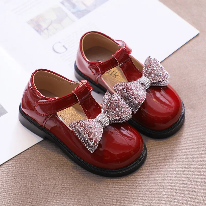 

Girls Leather Shoes 2022 Autumn Lovely Children Fashion Shallow Princess Shoes New Butterfly Britain Style Kids Mary Jane Shoes